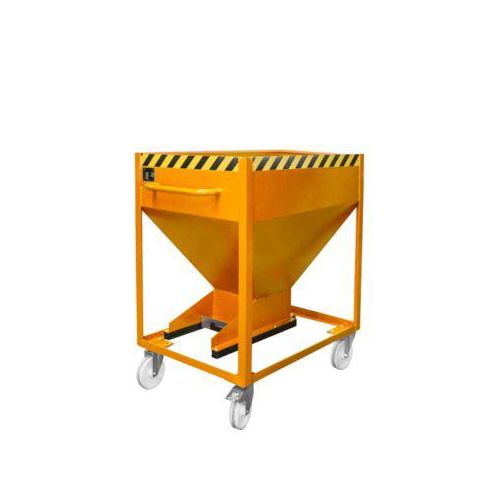 Kippbehälter SR-D 375, Tragkraft 375 kg, mit Rollen & Schieberverschluss, B 780 x H 1230 mm, Stahl, gelborange RAL 2000