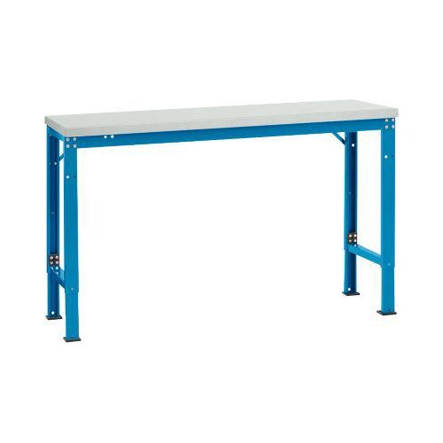 Manuflex Grundtisch UNIVERSAL Spezial, 1500 x 800 mm, Melamin lichtgrau, lichtblau