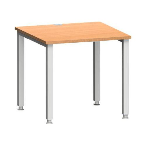 Schreibtisch MODENA FLEX, Quadrat, 4-Fuß Quadratrohr, B 800 x T 800 x H 720-820 mm, Buche/weißaluminium