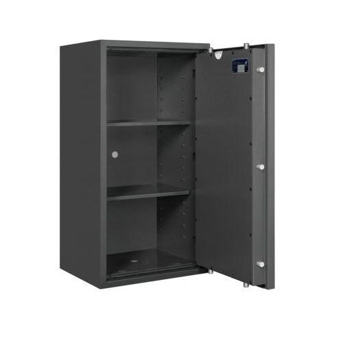 Tresor Lyra 4, Widerstandsgrad I nach EN 1143-1, Volumen 84 l, Türanschlag rechts, Doppelbartschloss mit 2 Schlüsseln, 2 Fachböden, inkl. Verankerungsmaterial, B 500 x T 420 x H 750 mm, graphitgrau RAL 7024