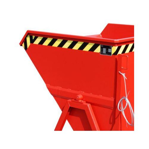 Kippmulde Bauer KS 550, Stahl, rot, B 1245 x T 1200 x H 1170 mm, 550 l, bis 1000 kg, Rollen, Manuelle Kippvorrichtung