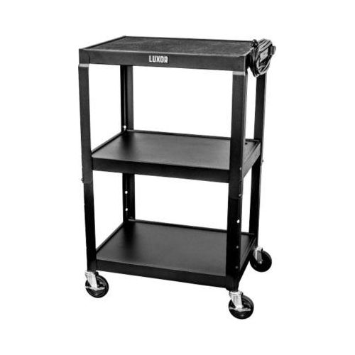 Luxor höhenverstellbarer Mehrzweckwagen 610-1060 mm, Metall, 3 Etagen, 4 Rollen, schwarz