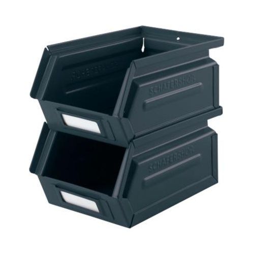 Schäfer Shop Select Sichtlagerkasten, 0,9 l, 2,5 kg, L 163 x B 102 x H 75 mm, Stahl, RAL 5008 (graublau)