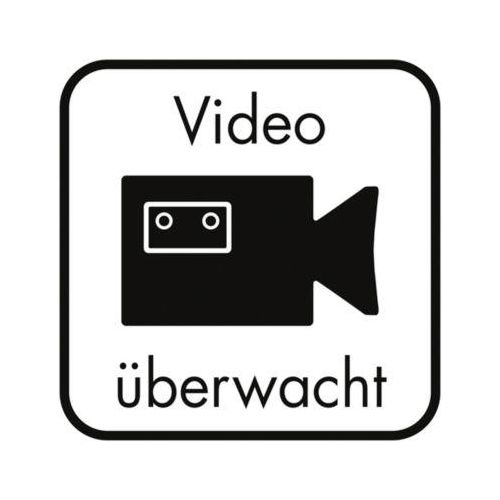 moedel Hinterglasaufkleber „Videoüberwacht“, doppelseitig bedruckt, selbstklebend, L 125 x B 125 mm, Folie, schwarz-weiß