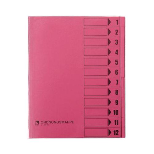 bene Ordnungsmappe m. Schutzumschlag, Pendarec-Karton, recycling, rosa, 12-tlg.
