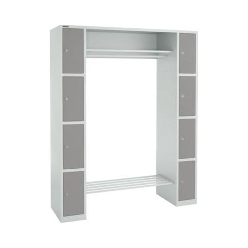 Schäfer Shop Select Schließfachgarderobe, mit Hutablage & Kleiderstange, 2 x 4 Fächer, B 1735 x T 500 x H 1950 mm, lichtgrau/platingrau