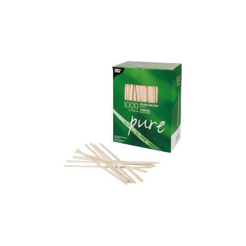 Rührstäbchen Papstar Pure, Einweg, L 178 x B 5 mm, splitterfrei, 100 % biologisch abbaubar, FSC®-zertifiziertes Birkenholz, hellbraun, 1000 Stück