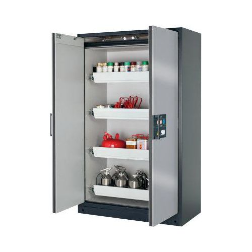 Sicherheitsschrank Typ 90 Asecos Q-CLASSIC-90, B 1200 mm, 4 Auszüge, asecos Silber