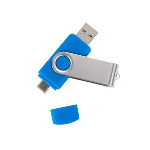 USB-Stick C5, mit 1 x USB 3.0 & 1 x USB Typ-C, bis zu 4,8 GB/s, duplexfähig, Speicherkapazität 64 GB, blau