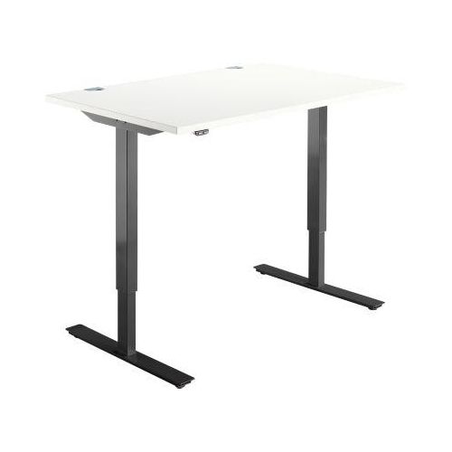 Schreibtisch Start Off, elektrisch höhenverstellbar, Rechteck, T-Fuß, B 1200 x T 800 x H 755-1255 mm, weiß/schwarz Image