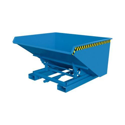 Automatischer Kippbehälter Bauer Typ 4A 900, 3 Entriegelungspunkte, Abrollsystem, Inhalt 0,9 m³, bis 1000 kg, lichtblau RAL 5012