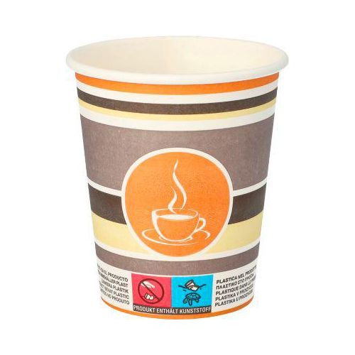 Trinkbecher Papstar To Go, Einweg, 0,2 l, Ø 90 x H 92 mm, FSC®-zertifiziert, Pappe, farbig, 50 Stück