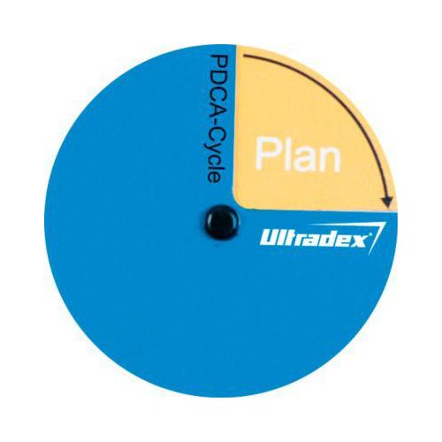 PDCA-Zyklus Ultradex, rund, 4 Phasen mit jeweils eigener Farbe, magnetisch, Ø 70 mm, magnetische Folie, blau