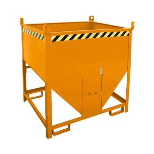 Bauer Silobehälter SGS 75, mit Schieberverschluss, L 1000 x B 1200 x H 1260 mm, 0,75 m³, bis 1000 kg, Stahl, Gelborange