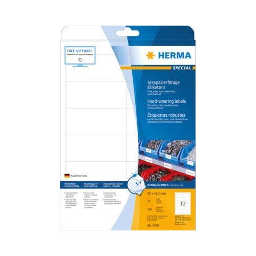 Herma Folien-Etiketten Nr. 4692 auf DIN A4-Blättern, 300 Etiketten, 25 Bogen