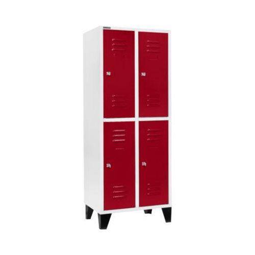 Schäfer Shop Select Kleiderspind mit 2 x 2 Abteilen, 400 mm, mit Füßen, Zylinderschloss, Tür rubinrot