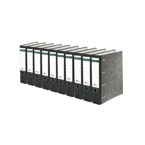 Schäfer Shop Select Doppelordner, für Format 2 x A5, Rückenbreite 80 mm, Qualitäts-Hebelmechanik, Rückenschild & Griffloch, Wolkenmarmor/schwarz, 10 Stück