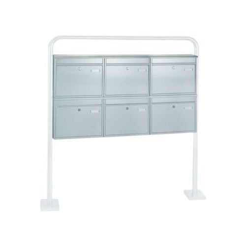 Rottner Briefkastenanlage, mit 6 Briefkästen, ohne Ständer, H 635 x B 1160 x T 125 mm, Edelstahl