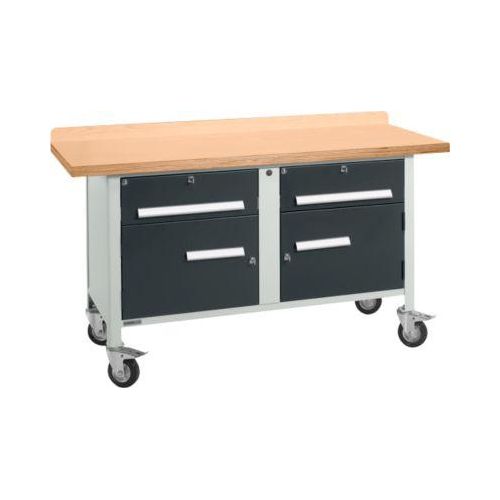 Mobile Werkbank Schäfer Shop Select PWi 150-0, Buche Multiplexplatte, bis 400 kg, B 1500 x T 700 x H 840 mm