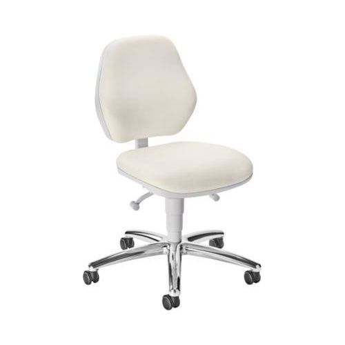 Praxisdrehstuhl bimos, mit Rollen, für Labore & hygienekritische Bereiche, höhenverstellbar, B 460 x T 440 x H 470-610 mm, Kunstleder, weiß