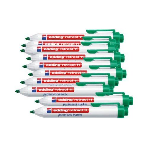 edding retract 11 Permanentmarker, ohne Kappe, mit Druckmechanik, 10 Stück, grün