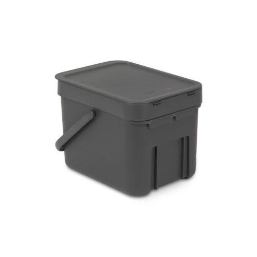 Abfallsammler Sort & Go, rechteckig, mit Wandhalterung, Deckel & Griff, 6 l, Kunststoff, grau