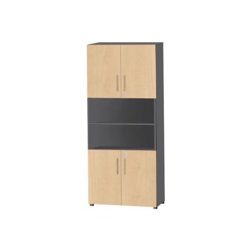 Schäfer Shop Select Kombischrank Start Off, 6 OH, 4 OH m. Tür, abschließbar, B 800 x T 420 x H 2240 mm, graphit/ahorn Image