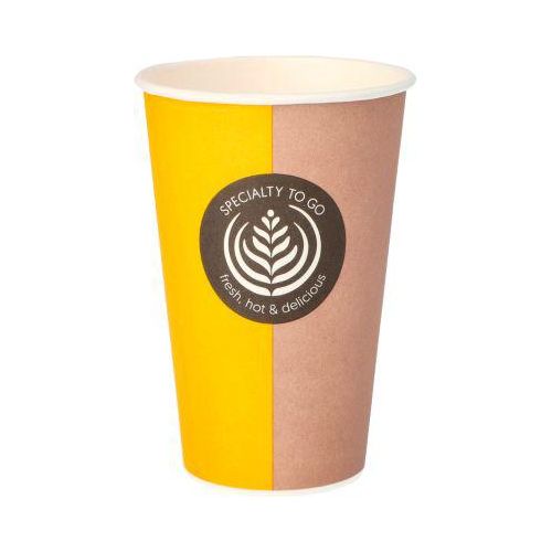 Coffee to go Becher, für 0,3 l, Ø 80 x H 116 mm, bedruckte Pappe, beige-schwarz, 50 Stück