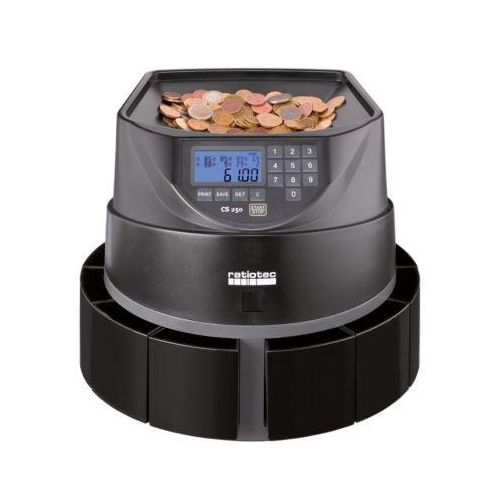 Münzzähler Ratiotec Coinsorter CS250, zählt & sortiert bis zu 550 Euromünzen/min, mit Bündelfunktion