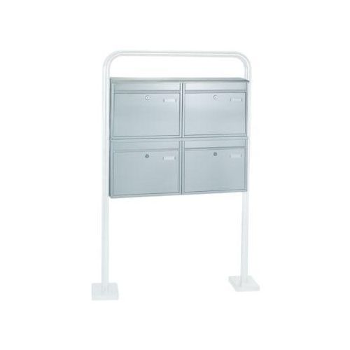 Rottner Briefkastenanlage, mit 4 Briefkästen, ohne Ständer, H 635 x B 720 x T 125 mm, Edelstahl