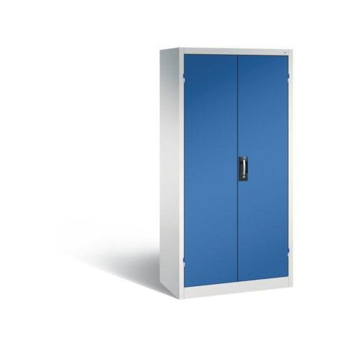 C+P Akkuladeschrank Basic mit Vollblechtüren, H 1950 x B 930 x T 500 mm, Lichtgrau/Enzianblau