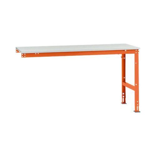 Manuflex Ansatztisch UNIVERSAL Standard, 1750 x 800 mm, Melamin lichtgrau, rotorange