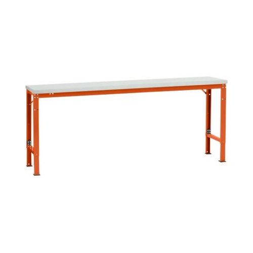 Manuflex Grundtisch UNIVERSAL Spezial, 2000 x 800 mm, Melamin lichtgrau, rotorange