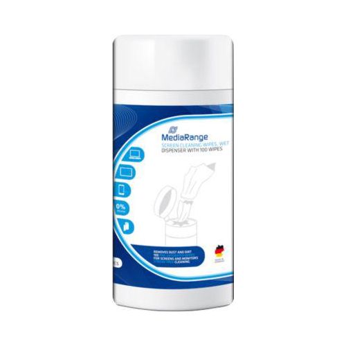 Bildschirm-Reinigungstücher MediaRange, feucht, antistatisch, in Spenderdose, 100 Stück