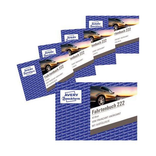 Avery Zweckform 222-5 Fahrtenbuch für PKW, A6 quer, 56 Blatt, 4er Pack + 1 gratis