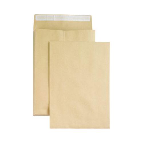 Seitenfaltentaschen, 40 mm, haftklebend, DIN B4, 100 Stück, natronbraun