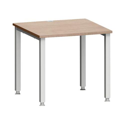 Schreibtisch MODENA FLEX, Quadrat, 4-Fuß Quadratrohr, B 800 x T 800 x H 720-820 mm, Eiche/weißaluminium