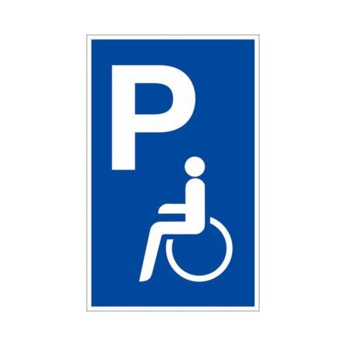 moedel Hinweisschild „Parkplatz für Personen mit Behinderung“, L 400 x B 250 mm, Aluminium, weiß-blau-schwarz