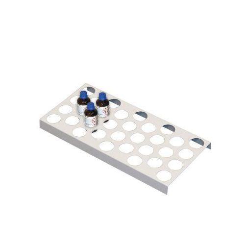 Flaschengestell für asecos Sicherheitsschränke der UB90 und UB30 Serie, Stahlblech, lichtgrau, B 210 x T 440 x H 30 mm, für 32 Flaschen mit Ø 40 mm