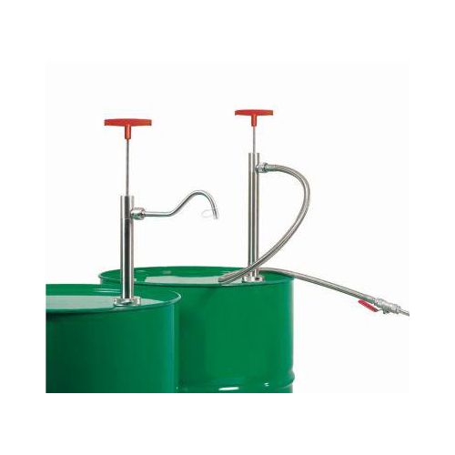 Fasspumpe, 0,22 l/Hub, Edelstahl, Eintauchtiefe 360 mm, abschraubbarer Auslaufbogen, für entzündbare Flüssigkeiten