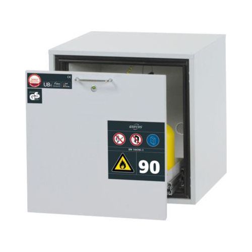 Sicherheitsunterbauschrank Typ 90 asecos UB-S-90, Schublade, Front Lichtgrau, B 593 x T 574 x H 600 mm