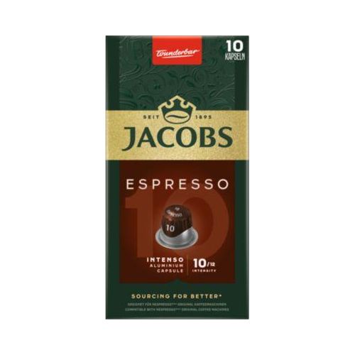 Jacobs Espresso 10 Intenso Kaffeekapseln, Röstkaffee, 10 x 52 g, Nespresso®-kompatibel, gemahlen