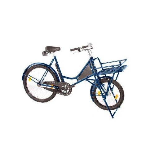 Lastenfahrrad, Rahmen Stahl, mit Vorderrad-Lastenträger, Vorderrad-Ständer, blau