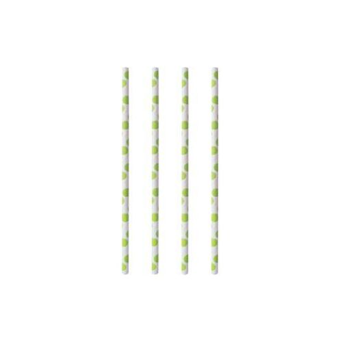 Trinkhalme Papstar Green Dots, Einweg, L 200 x Ø 6 mm, aus FSC®-zertifiziertem Papier, weiß mit grünen Punkten, 100 Stück