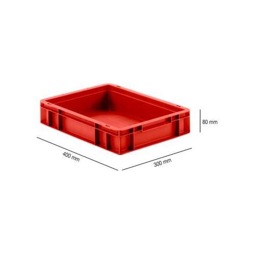 Euro Box Serie EF 4080, aus PP, Inhalt 7,4 L, geschlossene Wände, Unterfassgriff, rot