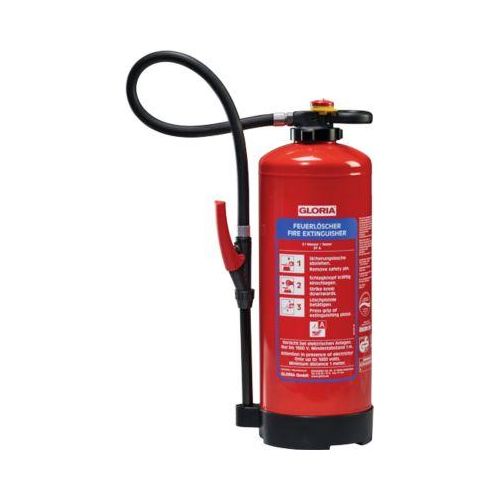 Feuerlöscher Gloria® WKL 9 PRO, DIN EN 3, Leistung 27 A, ideal für Li-Ionen Akkus bis 1285 Wh, 9 l, 80 s, 4 m, Schlagknopf, Löschlanze & Löschpistole