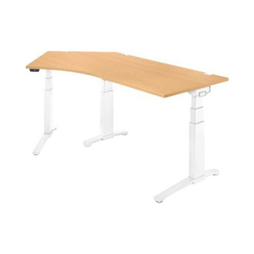 Schäfer Shop Genius Schreibtisch ERGOSTYLE S, 135°, elektrisch höhenverstellbar, Ansatz links, zweistufig, C-Fuß, B 2165 x T 800 x H 645-1305 mm, inkl. Memory Master, Buche/weiß Image