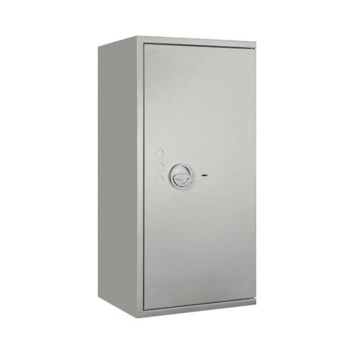 Tresor Lyra 5, Widerstandsgrad 0 nach EN 1143-1, Volumen 109 l, Türanschlag rechts, Doppelbartschloss mit 2 Schlüsseln, 2 Fachböden, inkl. Verankerungsmaterial, B 500 x T 420 x H 950 mm, lichtgrau RAL 7035