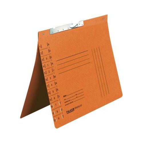 Pendelhefter Falken, Format A4, für bis zu 200 Blatt, Schlitzstanzung, Behördenheftung, Recycling-Karton, orange, 50 Stück