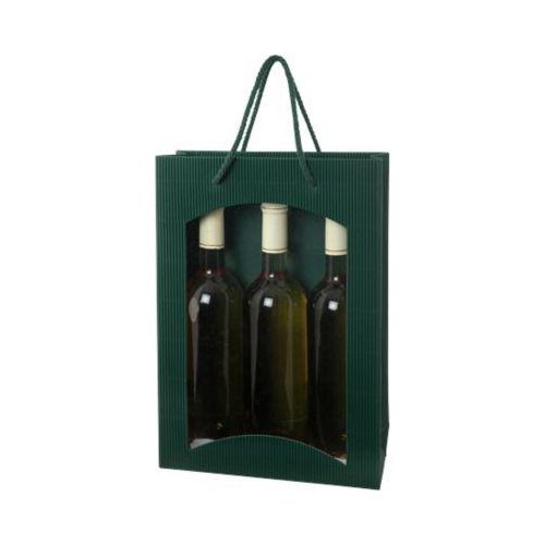 Weintragetasche "Offene Welle", 3er, grün, 10 Stück